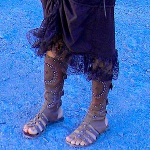 Grounded Ash Aztec Sandals, One of A Kind